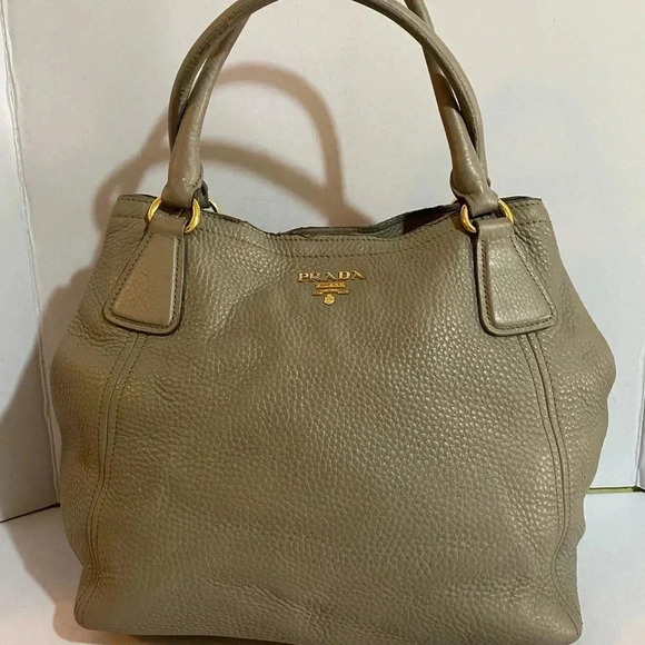 Prada gray pebbled leather satchel handbag - Picture 15 of 16